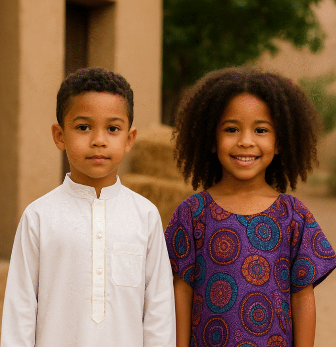 Boubou Enfant Bleu Ciel Brodé